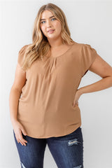 Plus Koshibo Textured Cap Sleeve Top