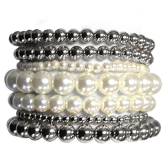 Pearl Ball Bead Bracelet Set