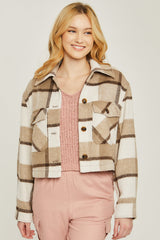 Yarn Dyed Plaid Button Up Jacket