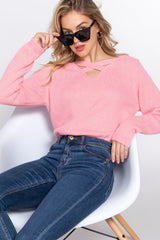 Long Slv X Strap V-neck Sweater