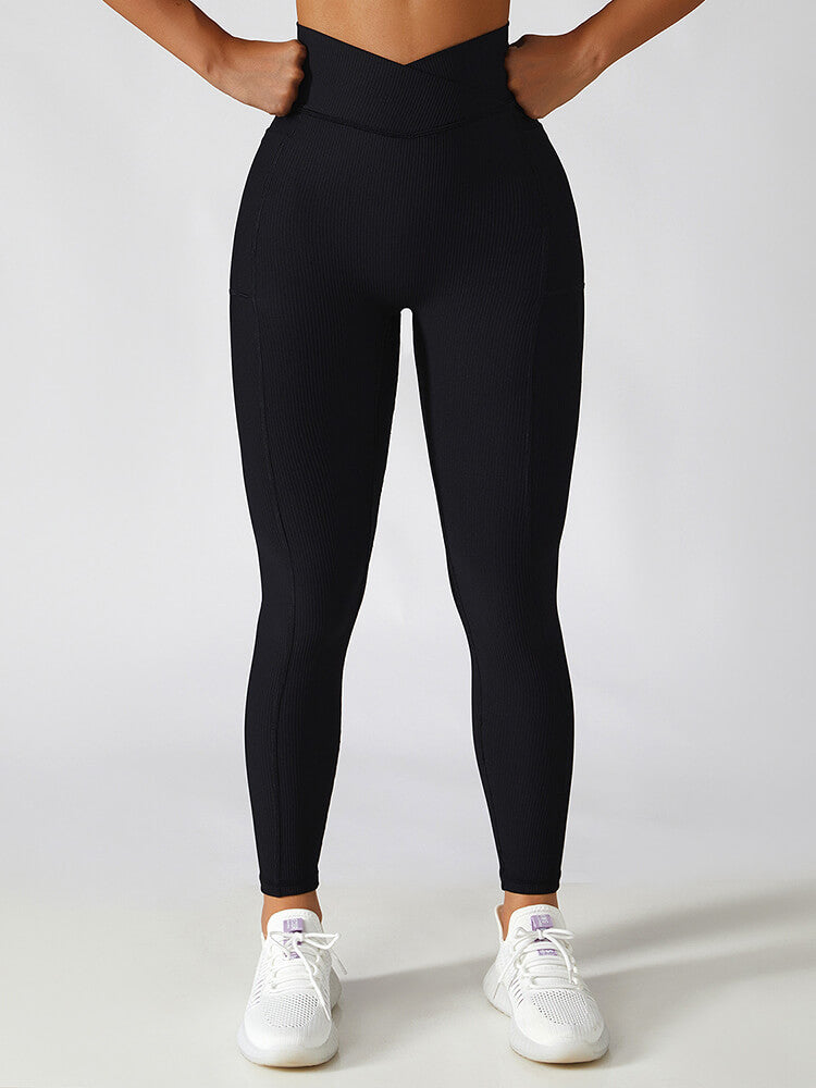 Live In Rib Crossover Yoga Leggings with Pocket