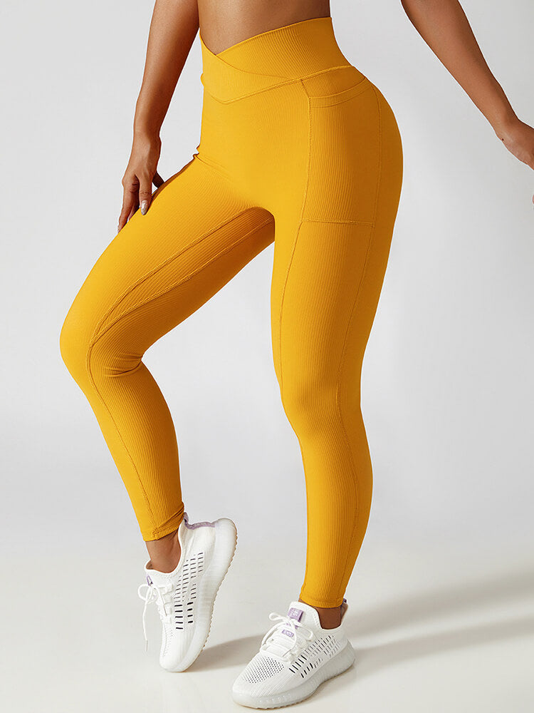 Live In Rib Crossover Yoga Leggings with Pocket