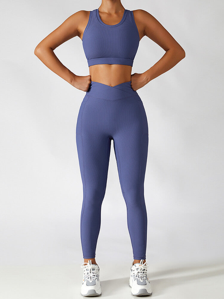 Live In Rib Crossover Yoga Leggings with Pocket