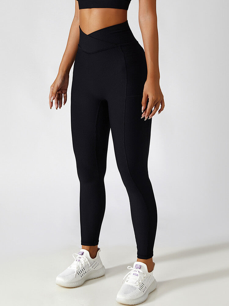 Live In Rib Crossover Yoga Leggings with Pocket