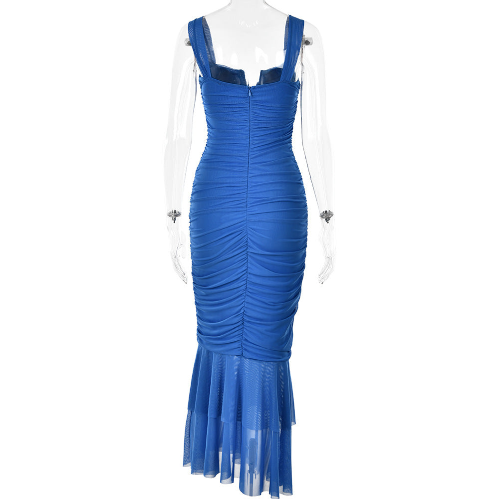 Ruched Fishtail Maxi Dress