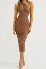 Off-Shoulder Open Back Midi Dress