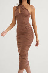 Off-Shoulder Open Back Midi Dress