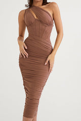 Off-Shoulder Open Back Midi Dress