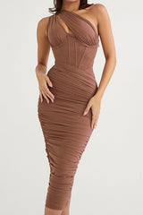 Off-Shoulder Open Back Midi Dress