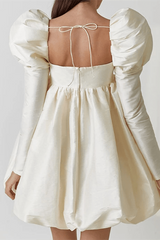 Puffy Pleated Ball Gown Dress