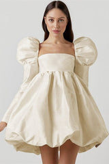 Puffy Pleated Ball Gown Dress