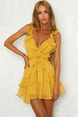 Ruffle Dears Tie-back Mini Dress - 3 Colors