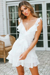 Ruffle Dears Tie-back Mini Dress - 3 Colors