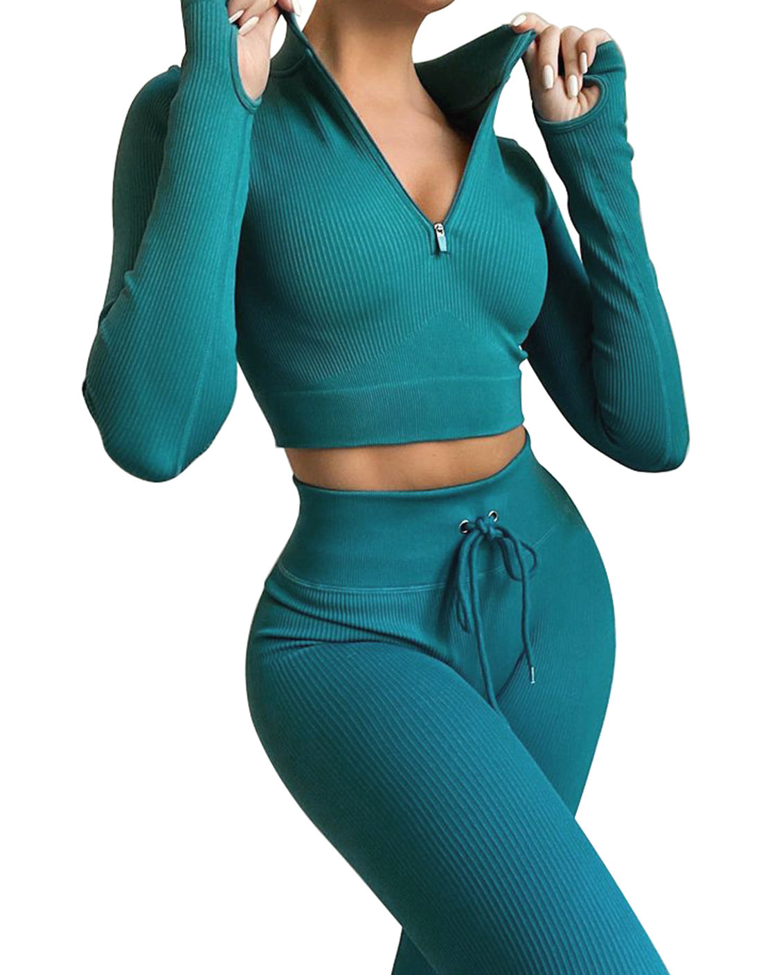 Workout Sets Zip Up Long Sleeve & Leggings