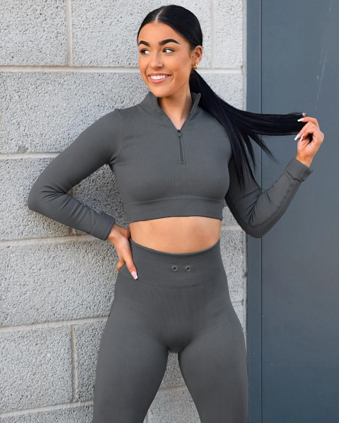 Workout Sets Zip Up Long Sleeve & Leggings