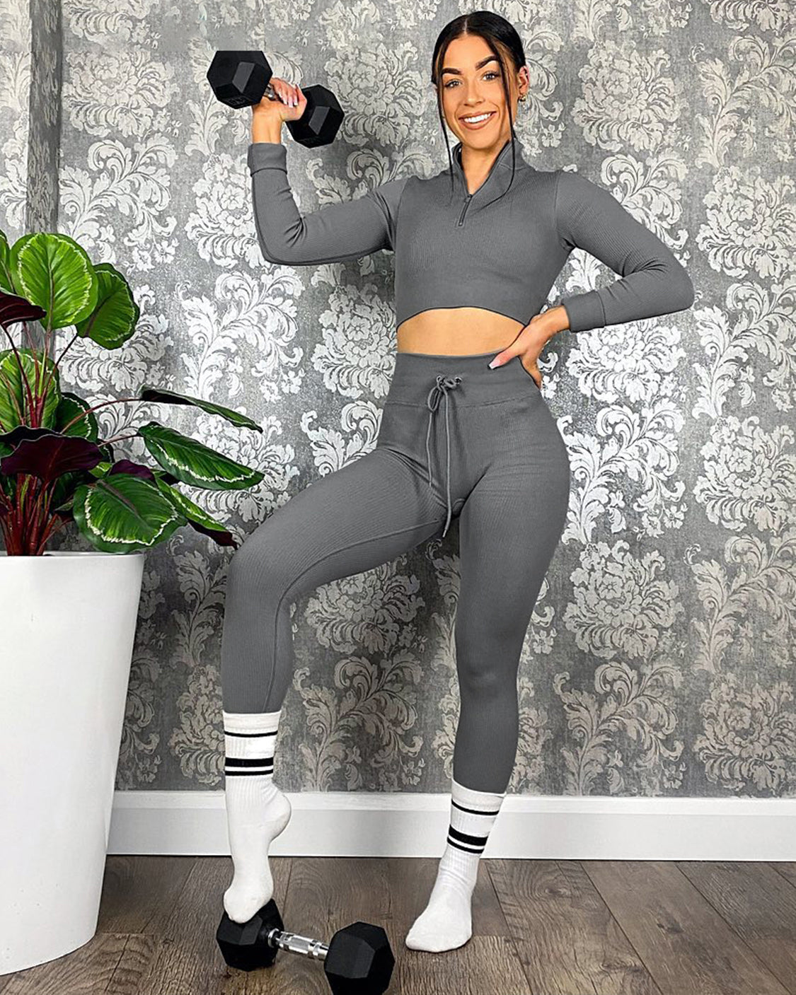 Workout Sets Zip Up Long Sleeve & Leggings