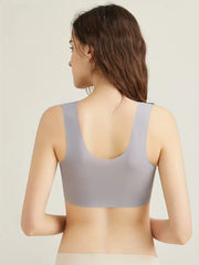Lace Seamless Wirefree Push-up Pus size Full Coverage Bra Gray
