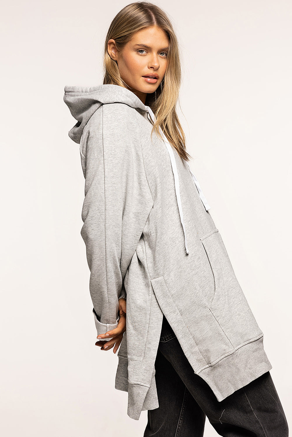 Side Slit Raglan Sleeve Hoodie