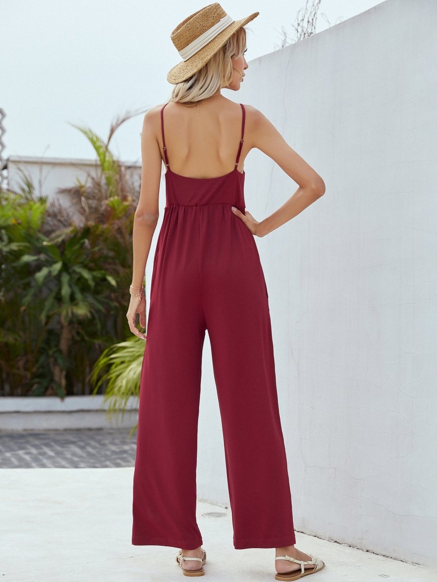 Adjustable Spaghetti Strap Jumpsuit with Pockets