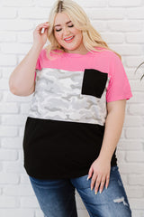 Plus Size Leopard Color Block T-Shirt