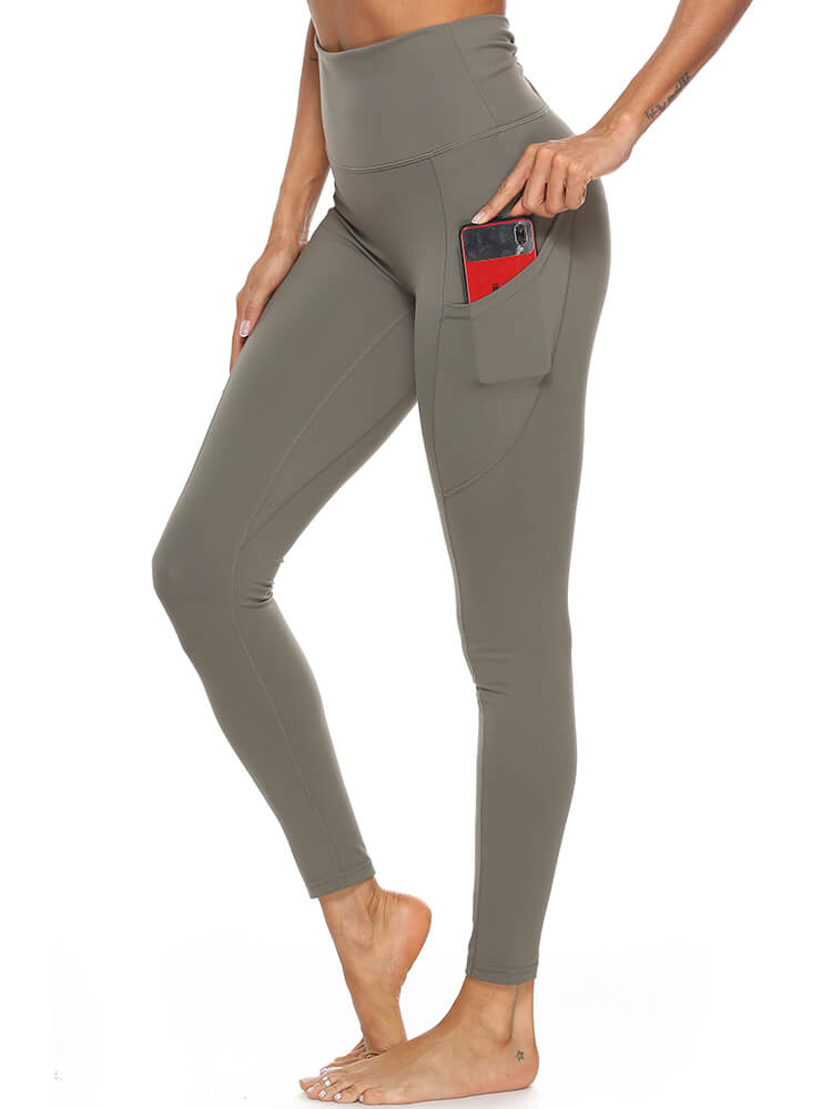 High Waisted Ruched Workout Leggings with Pockets