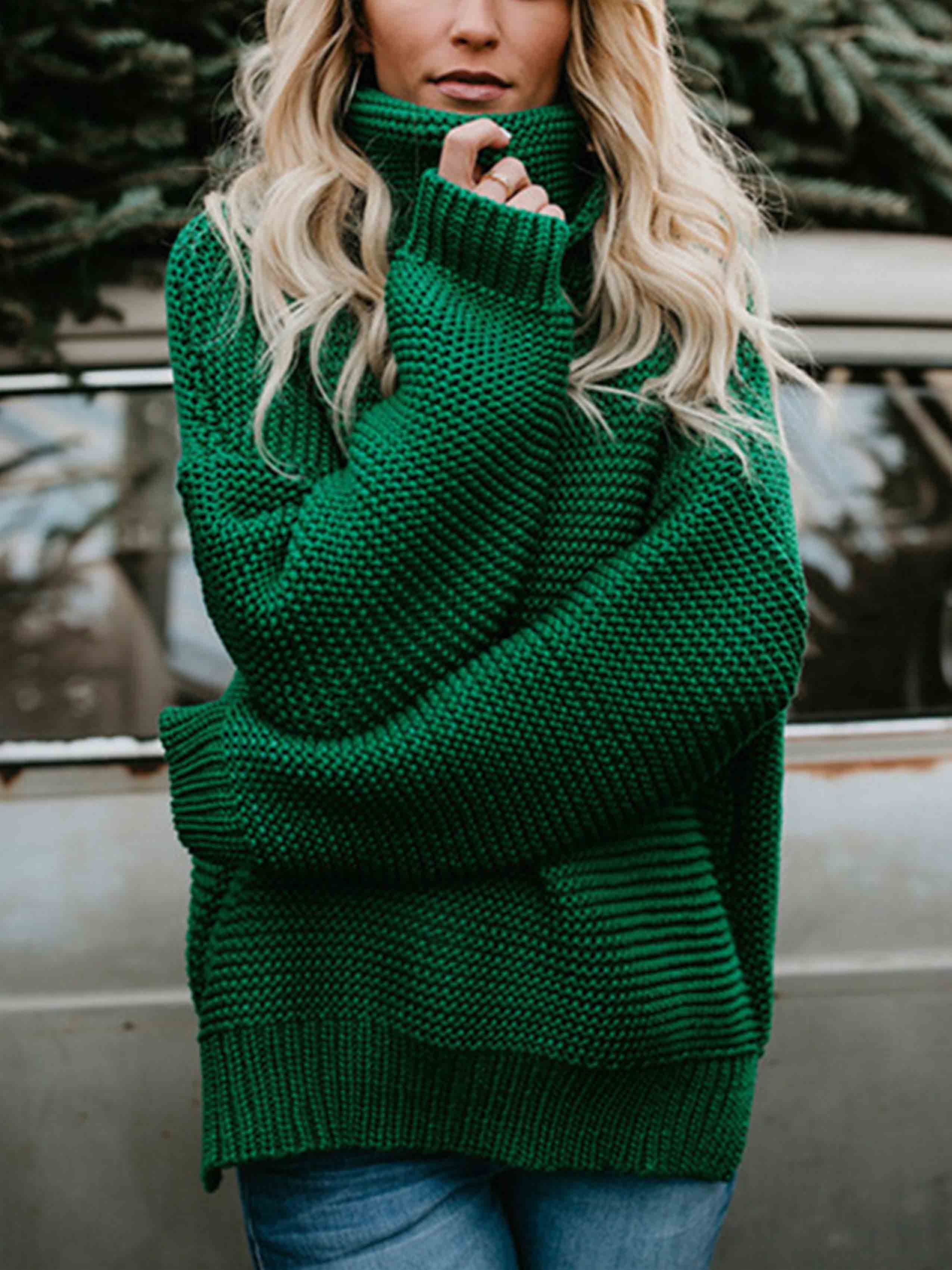 Vorioal Loose Turtleneck Warm Sweater