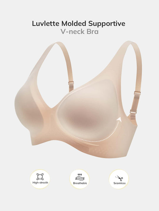 Wireless Plunge Lounge Bra Beige