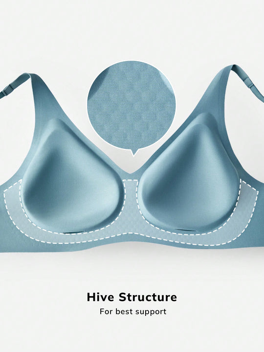 Wireless Plunge Lounge Bra Light Blue