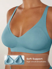 Wireless Plunge Lounge Bra Light Blue