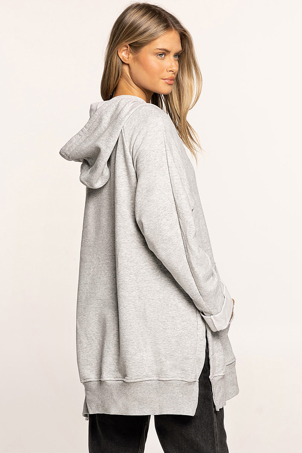 Side Slit Raglan Sleeve Hoodie