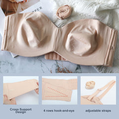 Plus Size Non-Slip Strapless Invisible Wirefree Bra Beige