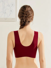 Lace Seamless Wirefree Push-up Pus size Full Coverage Bra Red