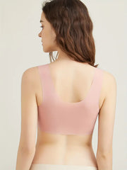 Lace Seamless Wirefree Push-up Pus size Full Coverage Bra Pink