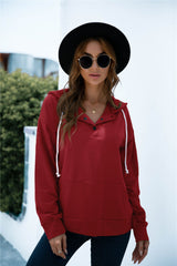 Quarter Snap Drawstring Hoodie with Kangaroo Pocket