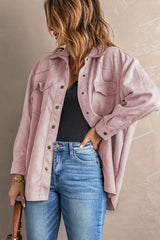 Suede Snap Front Dropped Shoulder Jacket