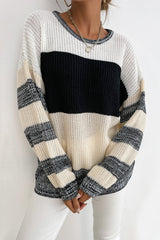 Striped Dropped Shoulder Pullover Sweater