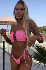 Hot Pink Drawstring Tie Side Bikini Bottoms