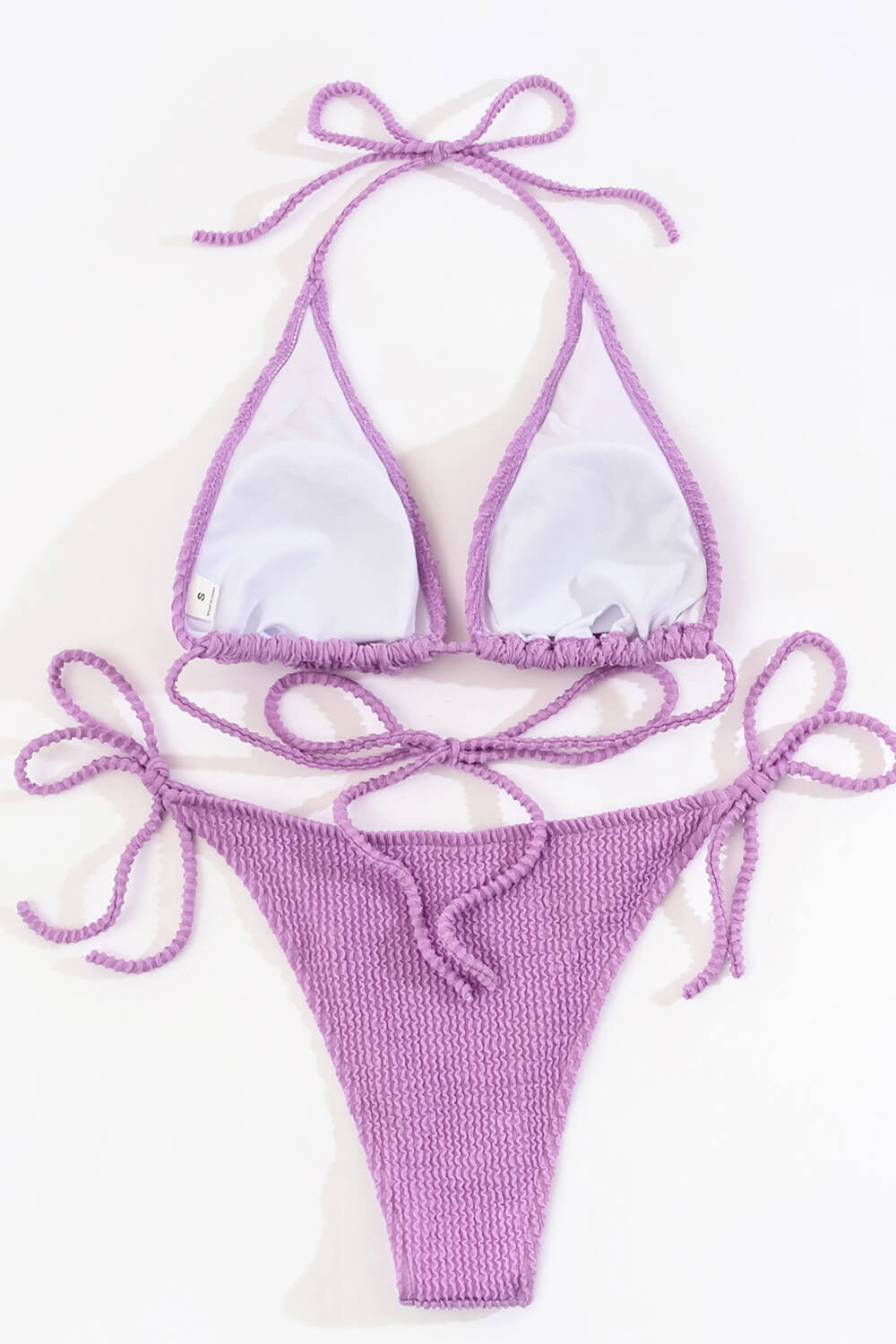 Lilac Crinkle Tie Side Bikini Bottoms