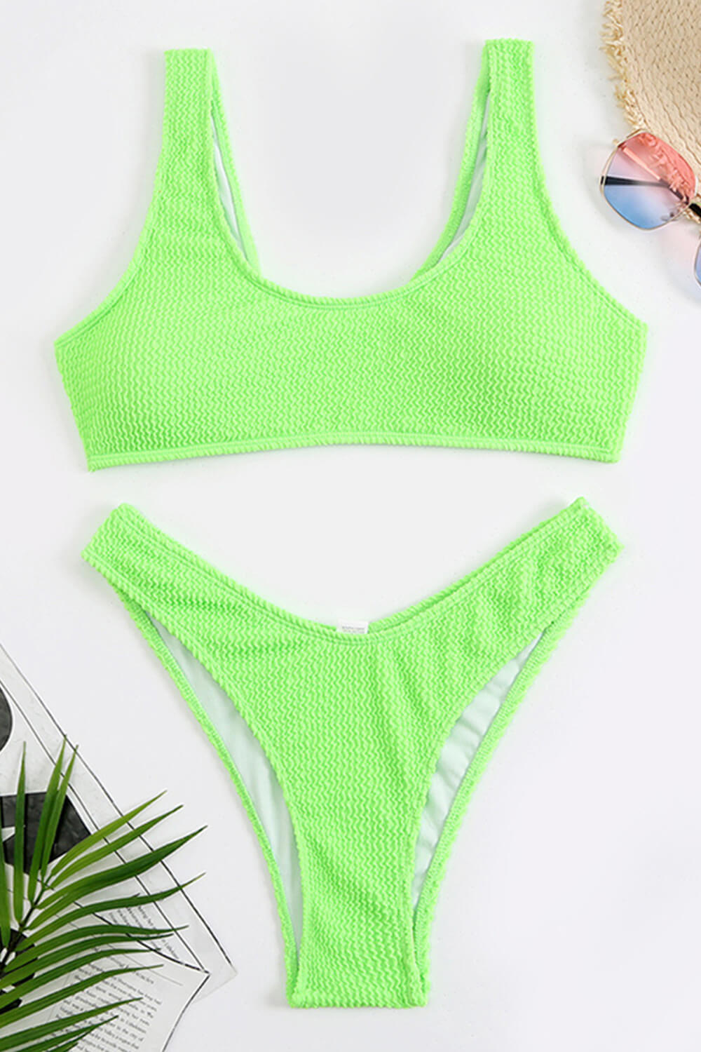 Neon Green High Leg Bikini Bottoms