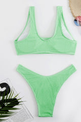 Mint Crinkle Scoop Bikini Top