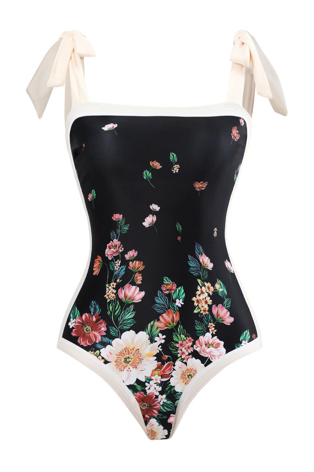 Birds Of Paradise Print Plunge Tie-Shoulder One Piece Swimsuit