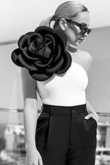 Einteiliger Badeanzug mit 3D-Blumen-Print und One-Shoulder-Träger - Weiß