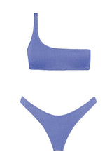 Shimmer Lurex One Shoulder High-Cut Bikini Set