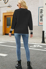 Graphic Round Neck Dropped Shoulder Sweater