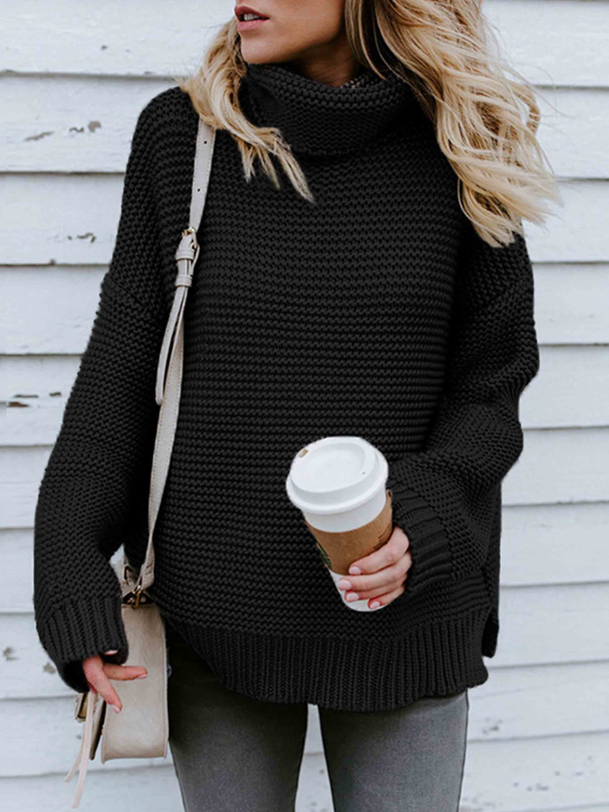 Vorioal Loose Turtleneck Warm Sweater