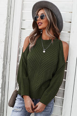 OPEN SHOULDER SWEATER - OLIVE