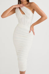 Off-Shoulder Open Back Midi Dress